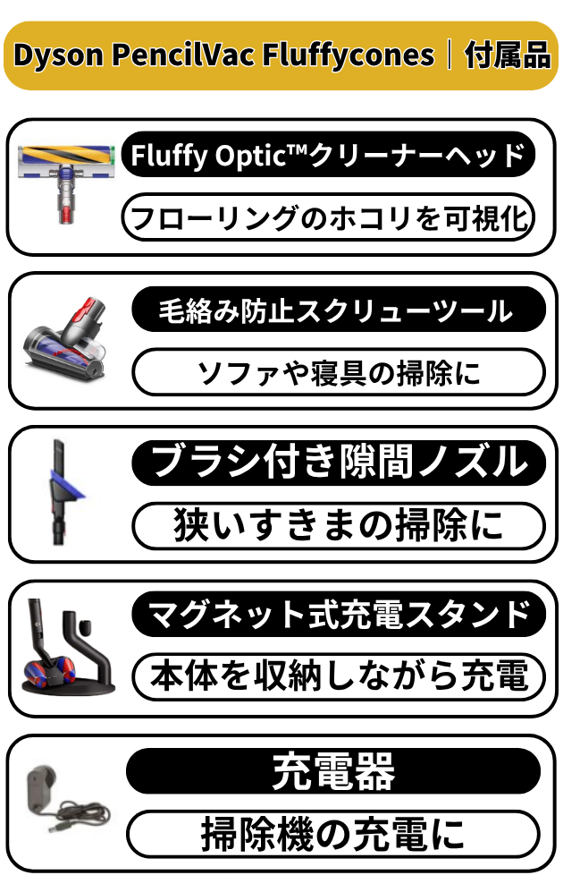 Dyson Pencilvac Fluffycones　付属品