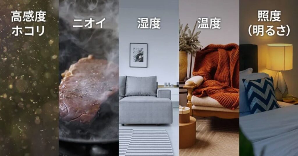 お部屋の状態を見張る「5つのセンサー」