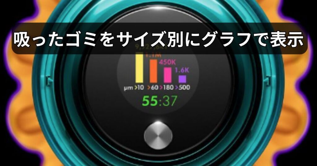 吸ったゴミをサイズ別にグラフで表示