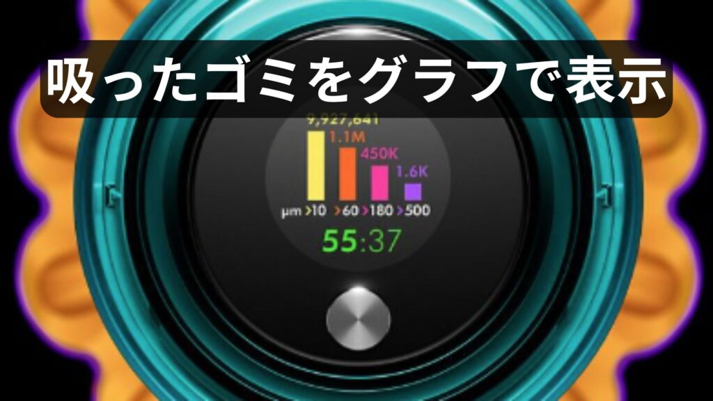 吸ったゴミをグラフで表示する高機能ディスプレイ