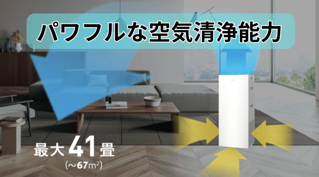 41畳まで対応するパワフルな空気清浄能力