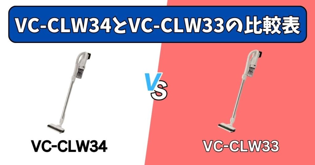VC-CLW34とVC-CLW33の比較表
