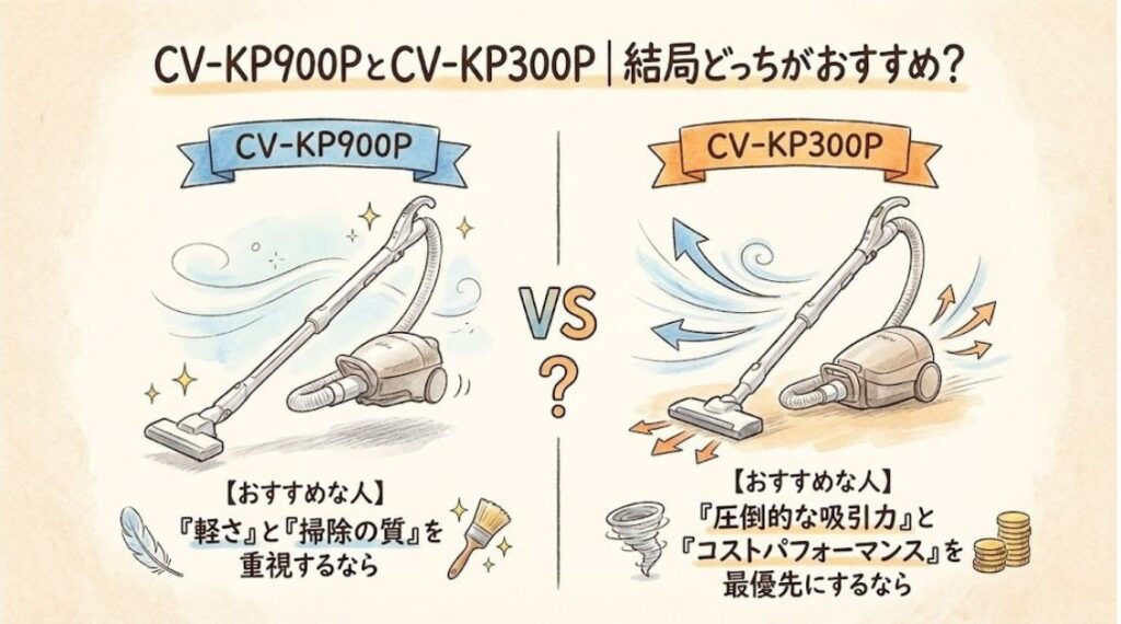 CV-KP900PとCV-KP300P｜結局どっちがおすすめ？