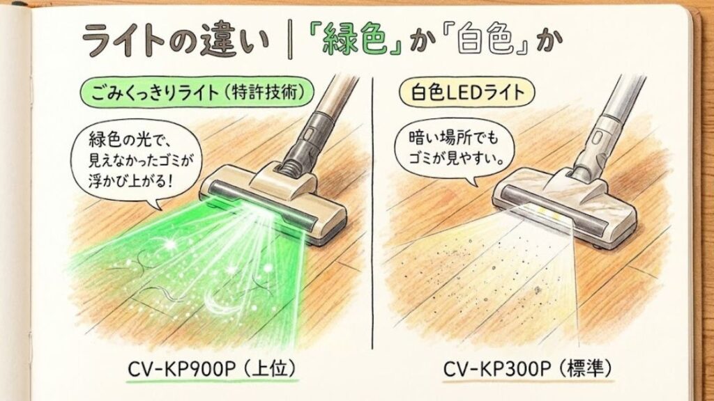 ライトの違い｜「緑色」か「白色」か