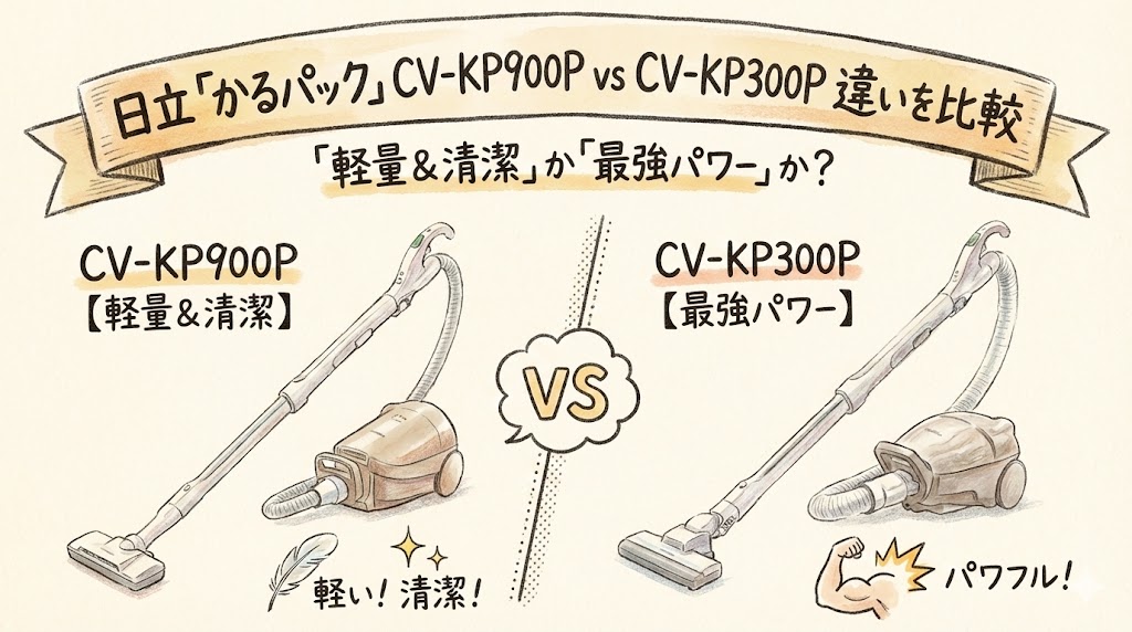 日立「かるパック」CV-KP900P vs CV-KP300P 違いを比較｜「軽量＆清潔」か「最強パワー」か？