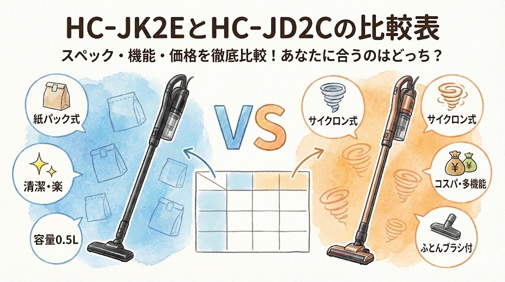 HC-JK2EとHC-JD2Cの比較表