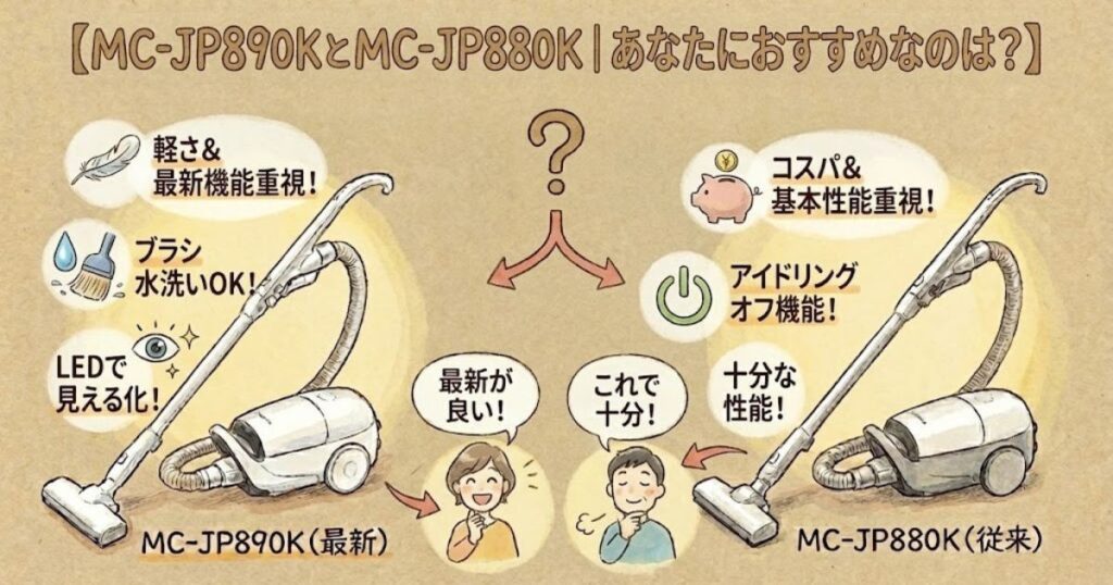 MC-JP890KとMC-JP880K｜あなたにおすすめなのは？