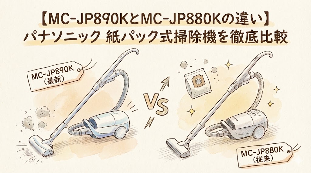 MC-JP890KとMC-JP880Kの違い】パナソニック 紙パック式掃除機を徹底比較