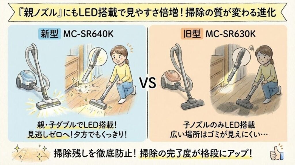 「親ノズル」にもLED搭載で見やすさ倍増