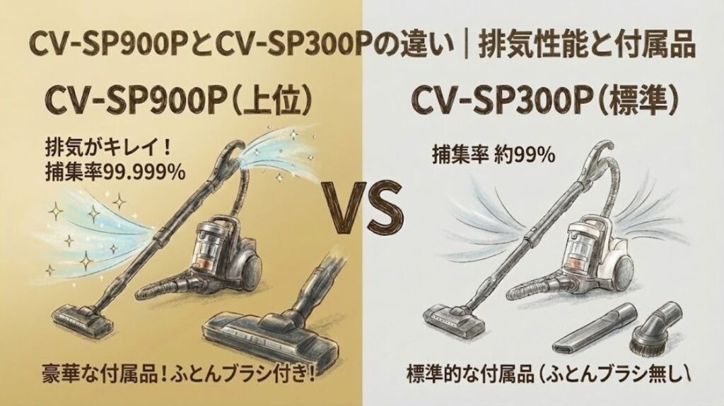 CV-SP900PとCV-SP300Pの違い｜排気性能と付属品