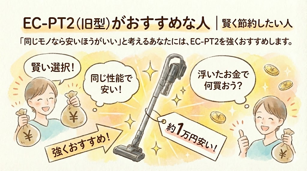 EC-PT2 (旧型) がおすすめな人｜賢く節約したい人