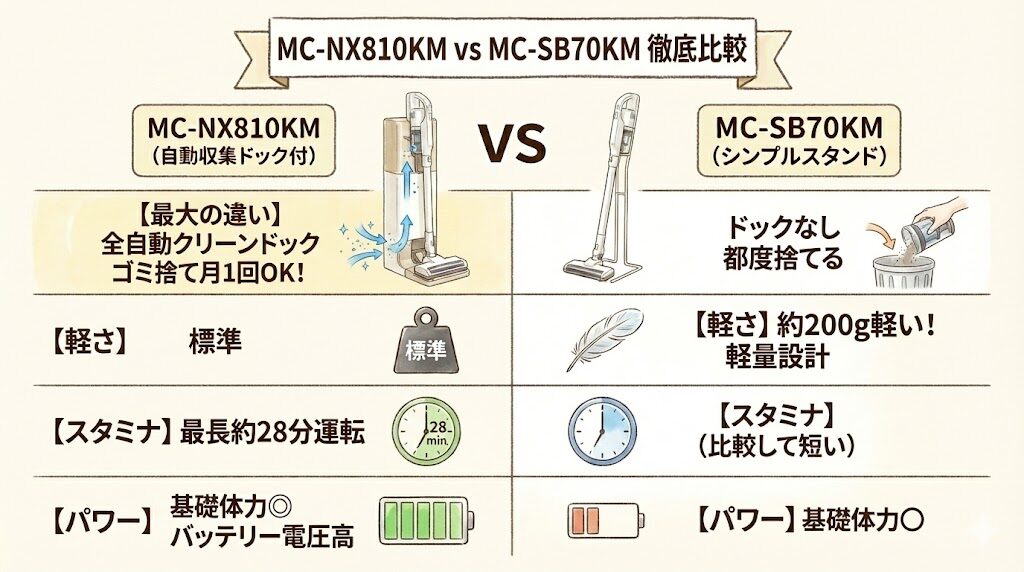 MC-NX810KMとMC-SB70KMの違いを徹底比較