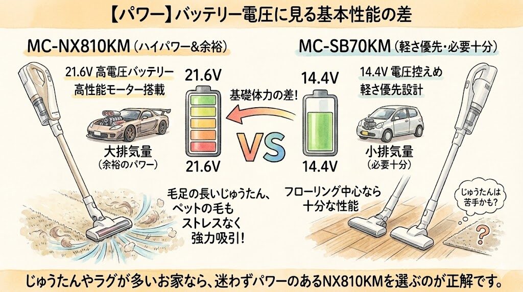 【パワー】バッテリー電圧に見る基本性能の差
