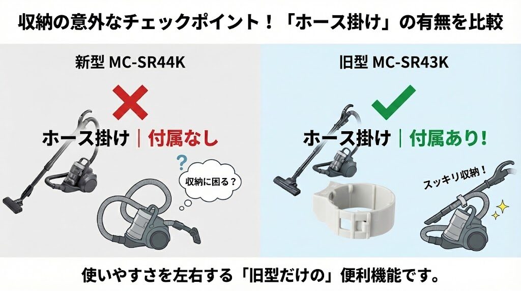 付属品|MC-SR43Kにはホース掛けがついている