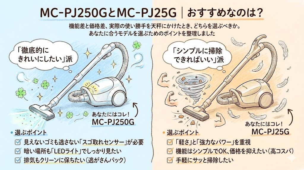 MC-PJ250GとMC-PJ25G｜おすすめなのは？