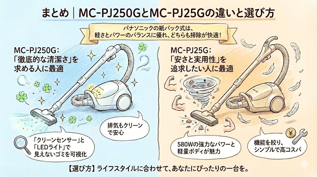 まとめ｜MC-PJ250GとMC-PJ25Gの違い