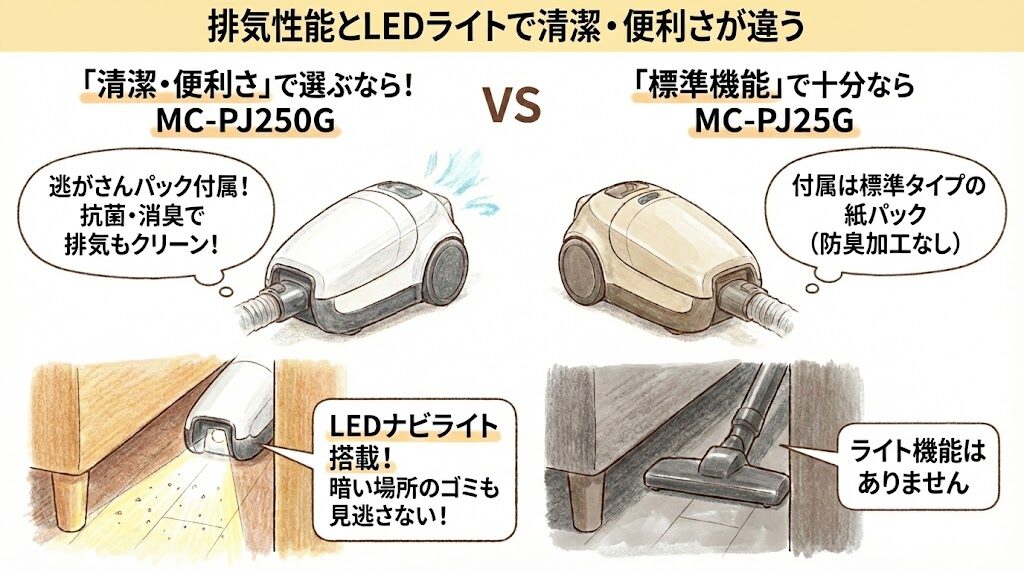 排気性能とLEDライトで清潔・便利さが違う