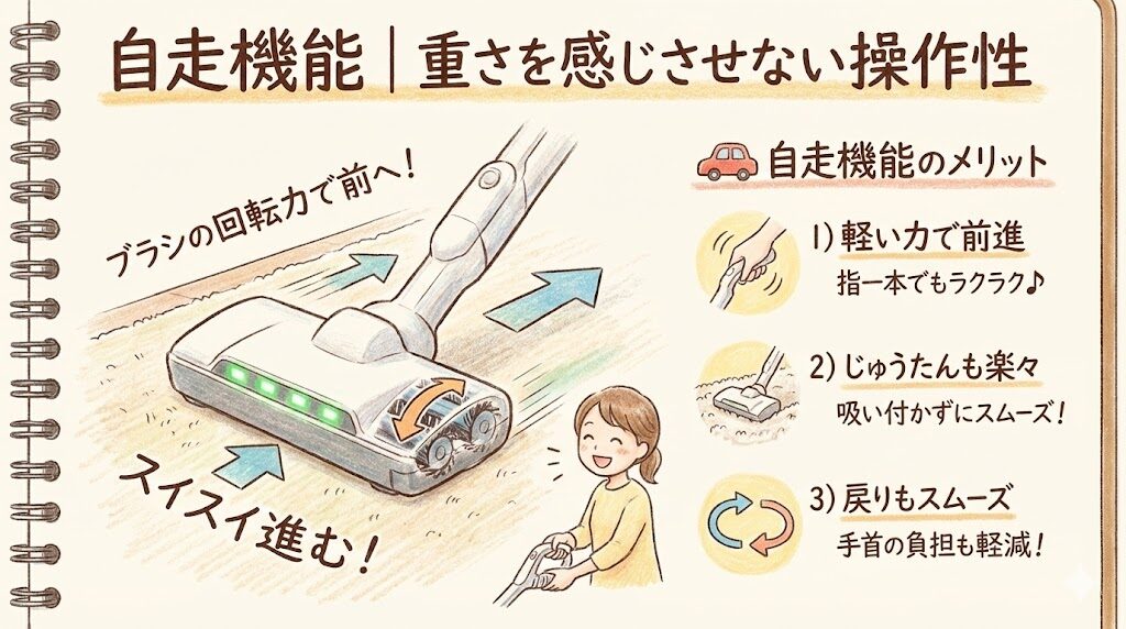 自走機能｜重さを感じさせない操作性