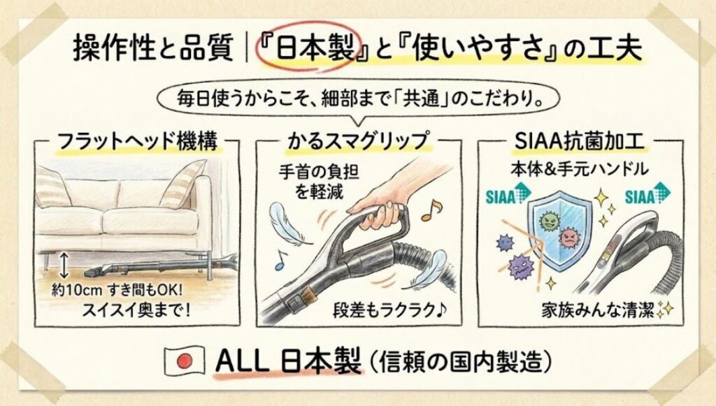 操作性と品質｜「日本製」と「使いやすさ」の工夫