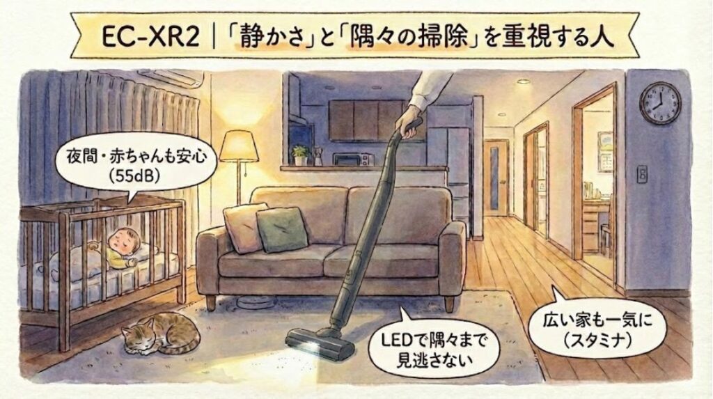 EC-XR2｜「静かさ」と「隅々の掃除」を重視する人