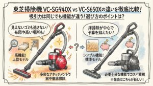 東芝掃除機 VC-SG940XとVC-S650Xの違いを徹底比較！吸引力や機能はどう変わる？