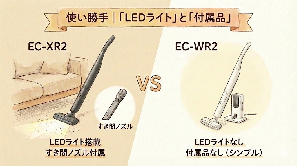 使い勝手｜「LEDライト」と「付属品」