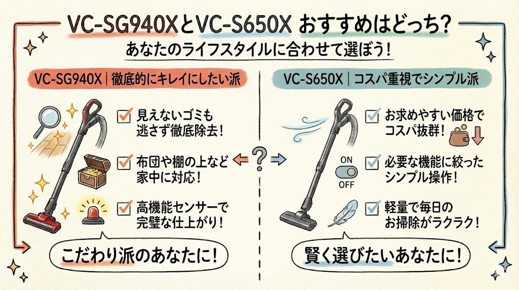 VC-SG940XとVC-S650X おすすめはどっち？
