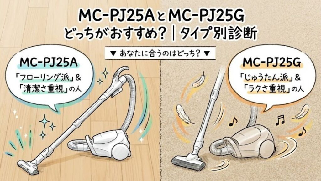 MC-PJ25AとMC-PJ25G どっちがおすすめ？｜タイプ別診断