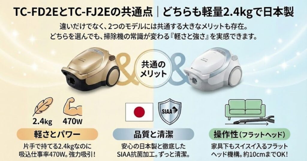 TC-FD2EとTC-FJ2Eの共通点｜どちらも軽量2.4kgで日本製