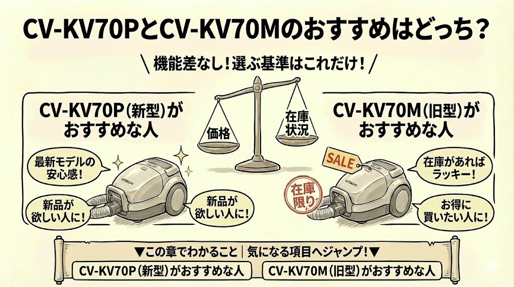 CV-KV70PとCV-KV70Mのおすすめはどっち?