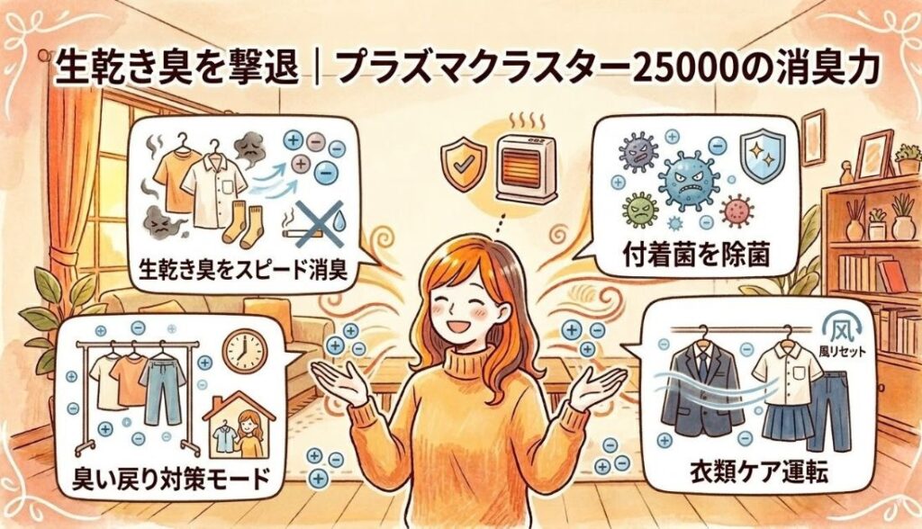 生乾き臭を撃退｜プラズマクラスター25000の消臭力