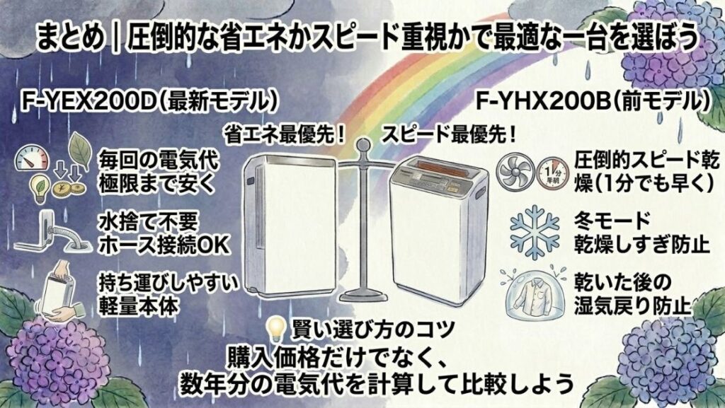 まとめ｜圧倒的な省エネかスピード重視かで最適な一台を選ぼう