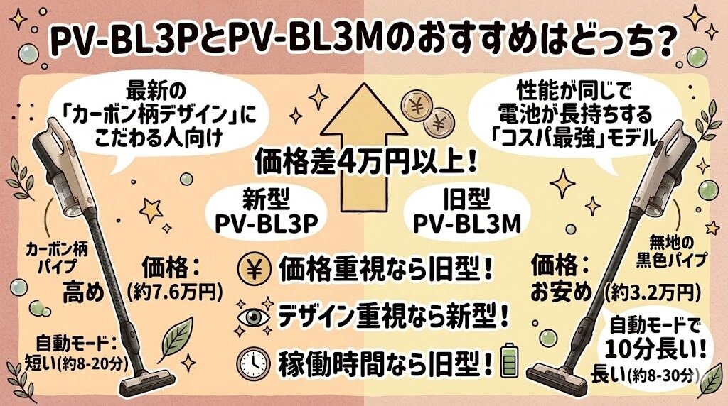 PV-BL3PとPV-BL3Mのおすすめはどっち？