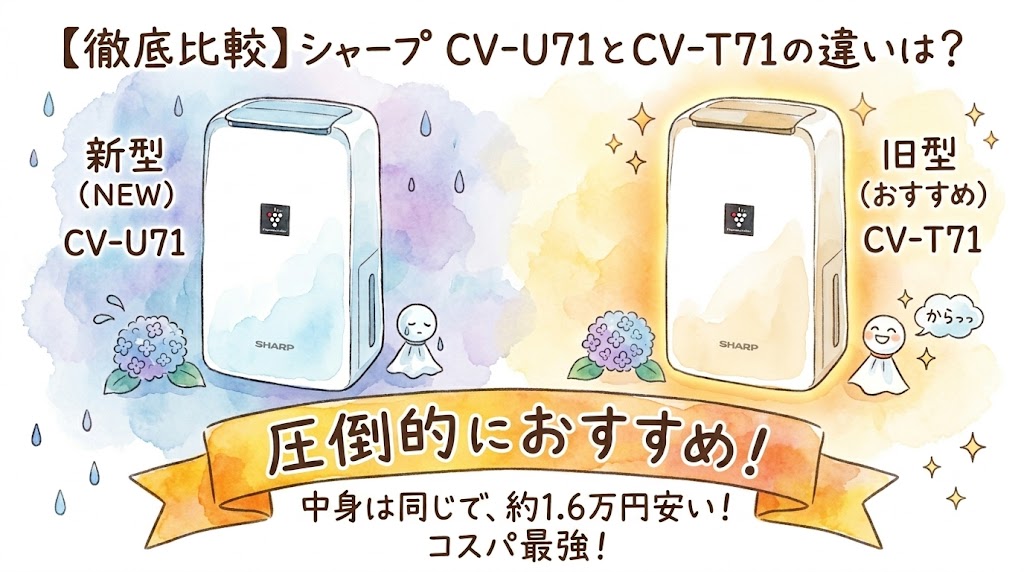 【徹底比較】シャープ CV-U71とCV-T71の違いは?中身は同じで約1.6万円安い旧型が圧倒的におすすめな理由