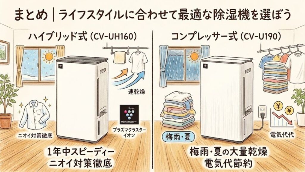 まとめ|ライフスタイルに合わせて最適な除湿機を選ぼう