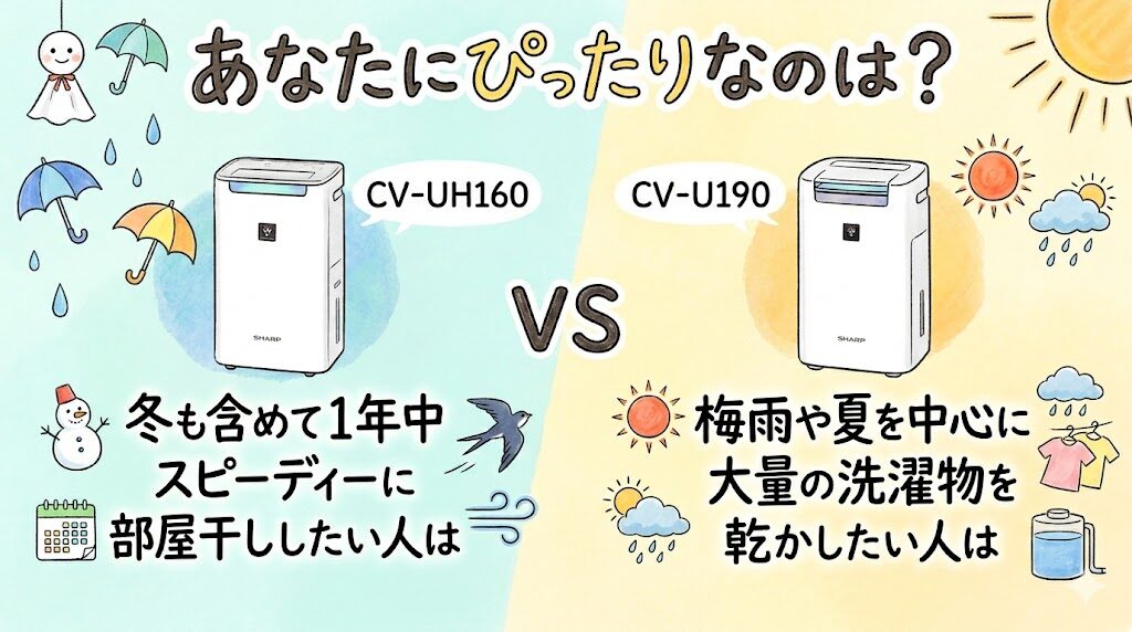 あなたにぴったりなのは?CV-UH160とCV-U190それぞれおすすめな人