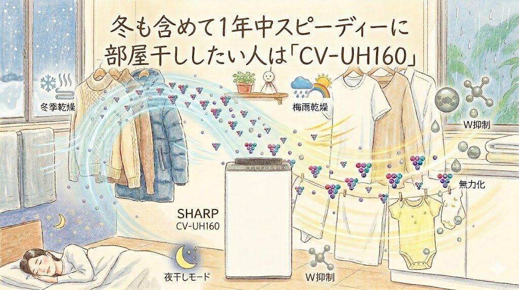 冬も含めて1年中スピーディーに部屋干ししたい人は「CV-UH160」