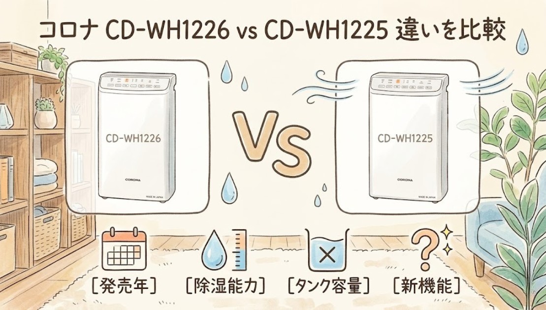 コロナ CD-WH1226 vs CD-WH1225の違いを比較｜どちらを選んでも同じスペック【元店長解説】