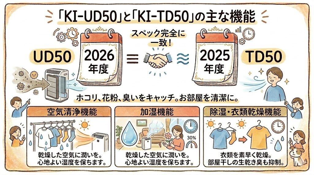 KI-UD50とKI-TD50の主な機能