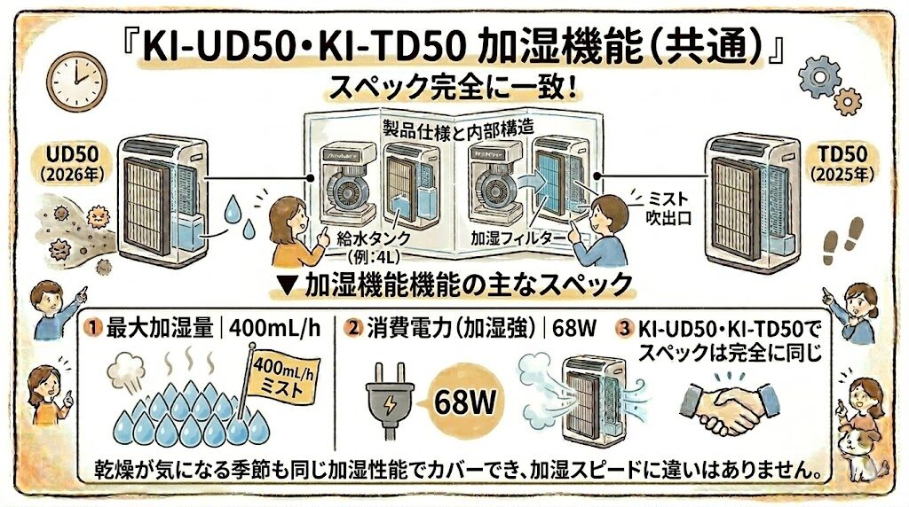 加湿機能（KI-UD50・KI-TD50 共通）