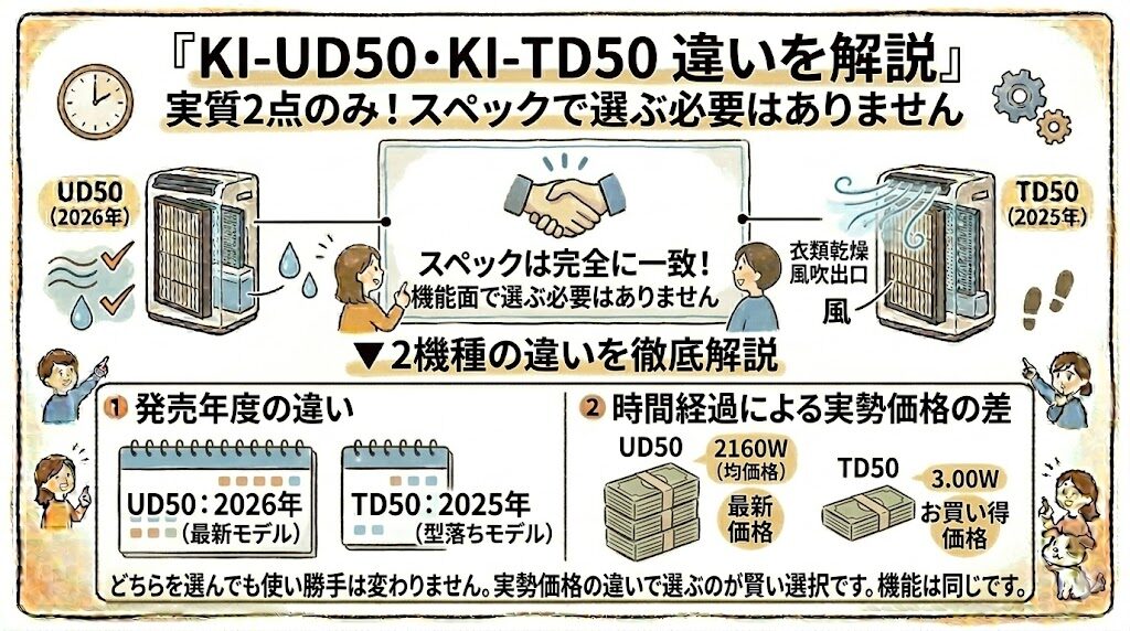 KI-UD50とKI-TD50の違いを解説